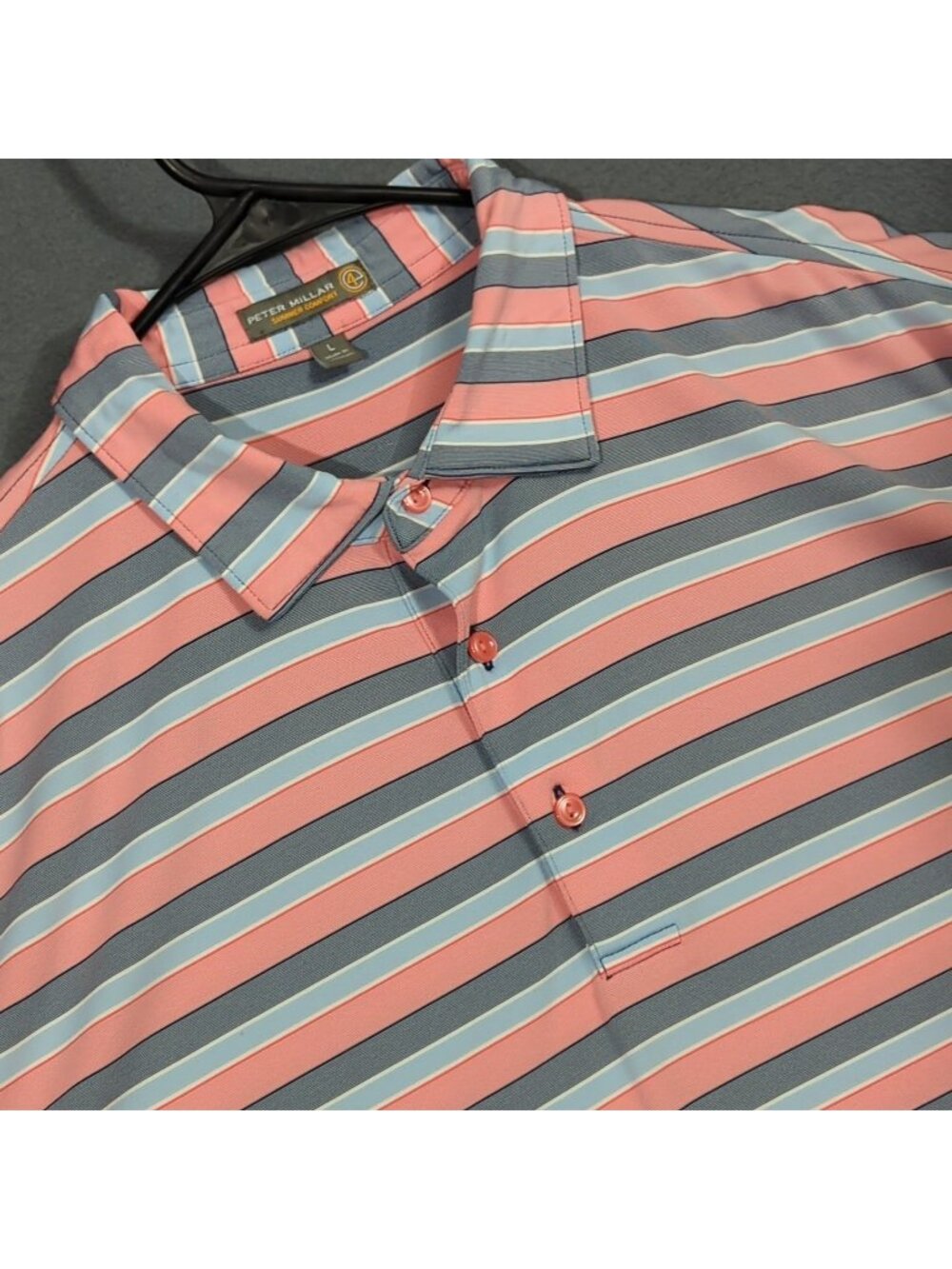 Peter Millar Summer Comfort Polo Shirt Men's L Multi Performance Golf Stretch